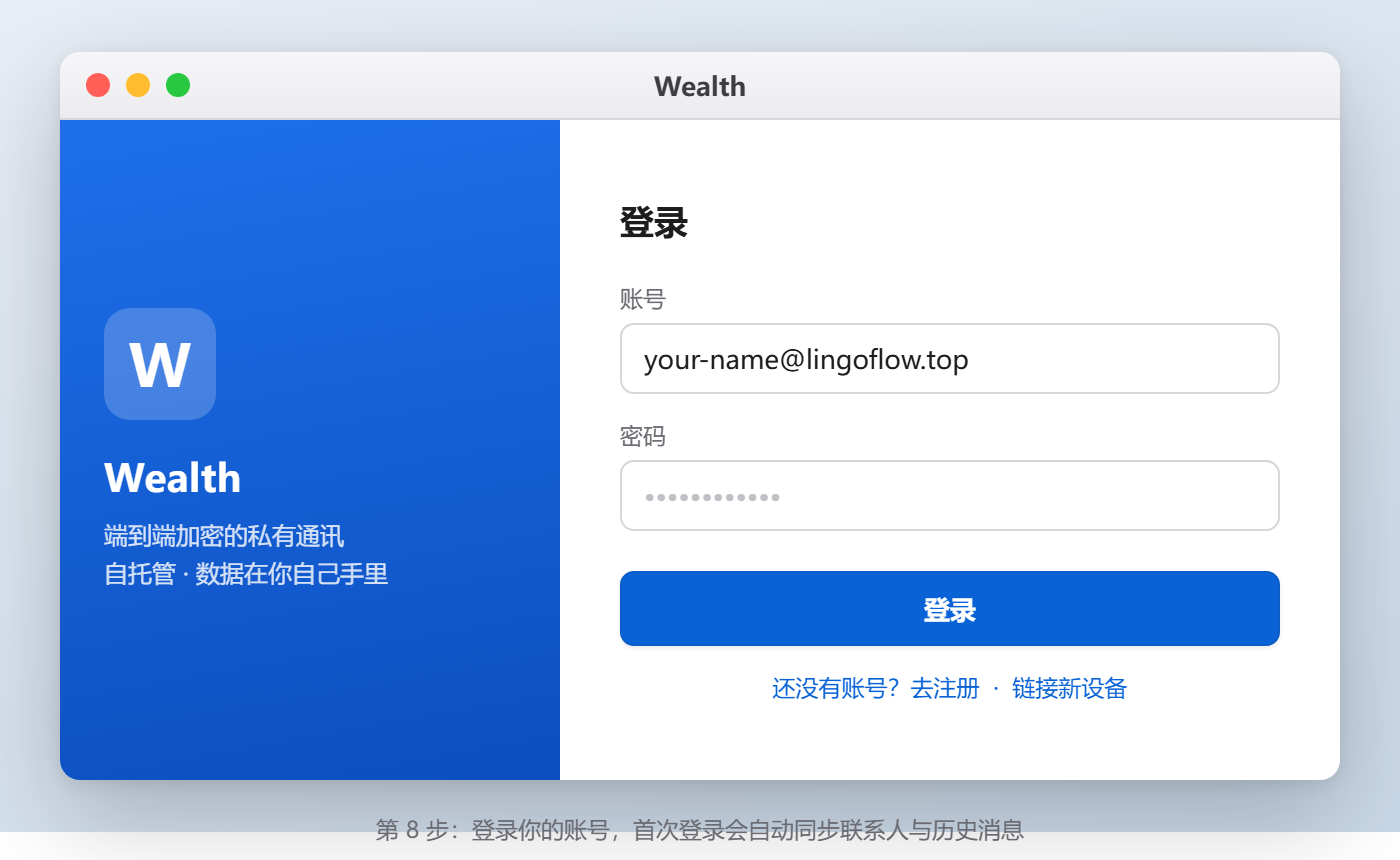 Wealth 客户端登录窗口